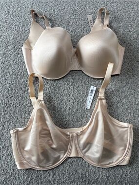 NWT Soma Nude 36 DD Seamless T-Shirt & Sheer Underwire Bras Beige